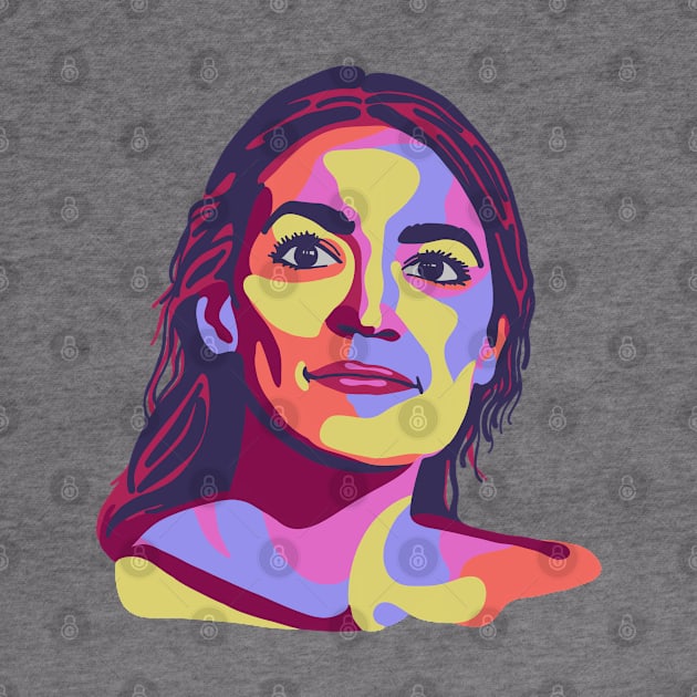 Alexandria Ocasio-Cortez Pop Art Portrait by Slightly Unhinged